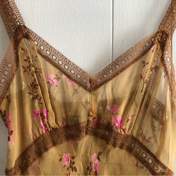 Betsey Johnson Vintage Sheer Floral Chemise with Lace - Picture 4 of 7